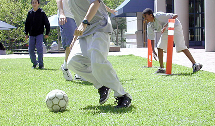 trev playing soccer: