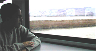 luis looking out the train window: 